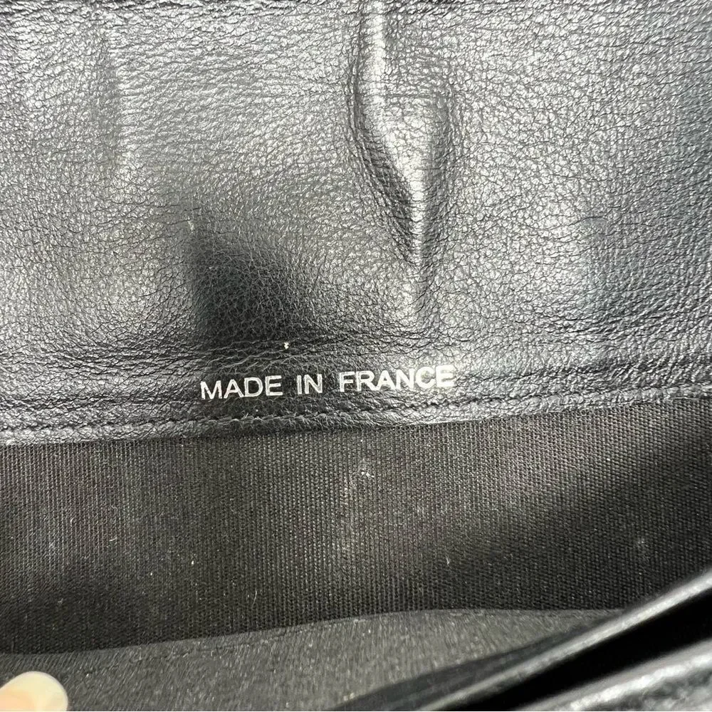Chanel Quilted Black Patent Leather Zip Around Wallet